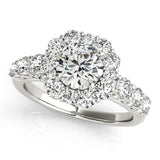 2.10ct Round Flower Design 14k White Gold Diamond Engagement Ring