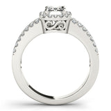1.52ct Emerald Cut Split Shank Design 14k White Gold Diamond Engagement Ring