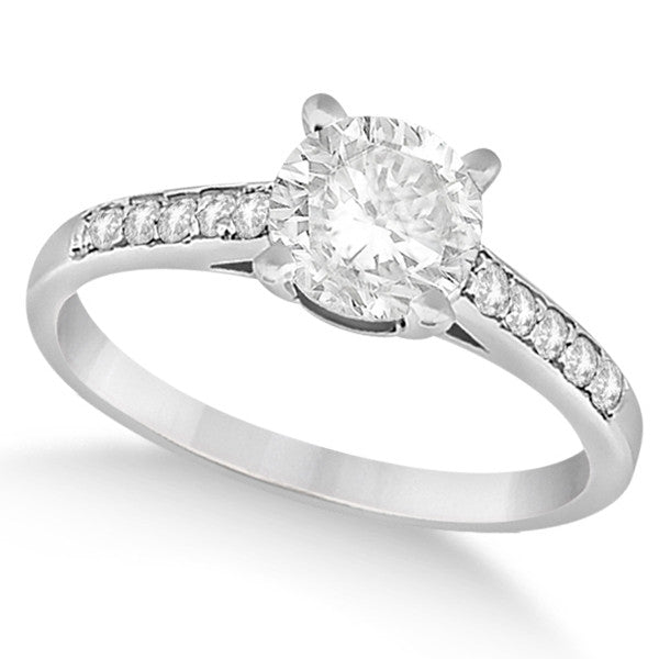 1.00ct Round Diamond Halo 14k White Gold Diamond Engagement Ring