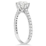 1.33ct Round Stone Side Accented 14k White Gold Diamond Engagement Ring