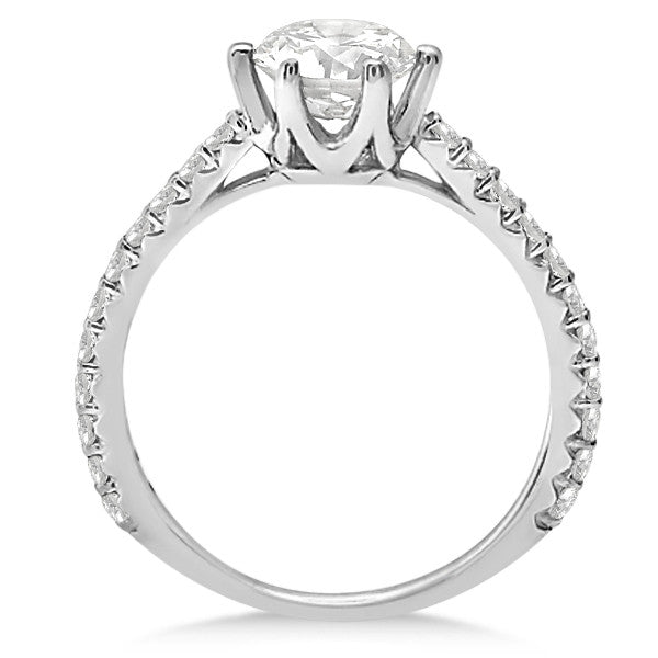 1.33ct Round Stone Side Accented 14k White Gold Diamond Engagement Ring