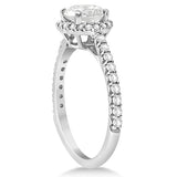 1.00ct Halo Side Accent 14k White Gold Diamond Engagement Ring