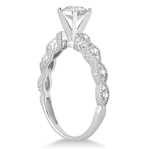 1.00ct Round Antique Design 14k White Gold Diamond Engagement Ring