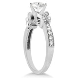 1.00ct Round Butterfly Design 14k White Gold Diamond Engagement Ring