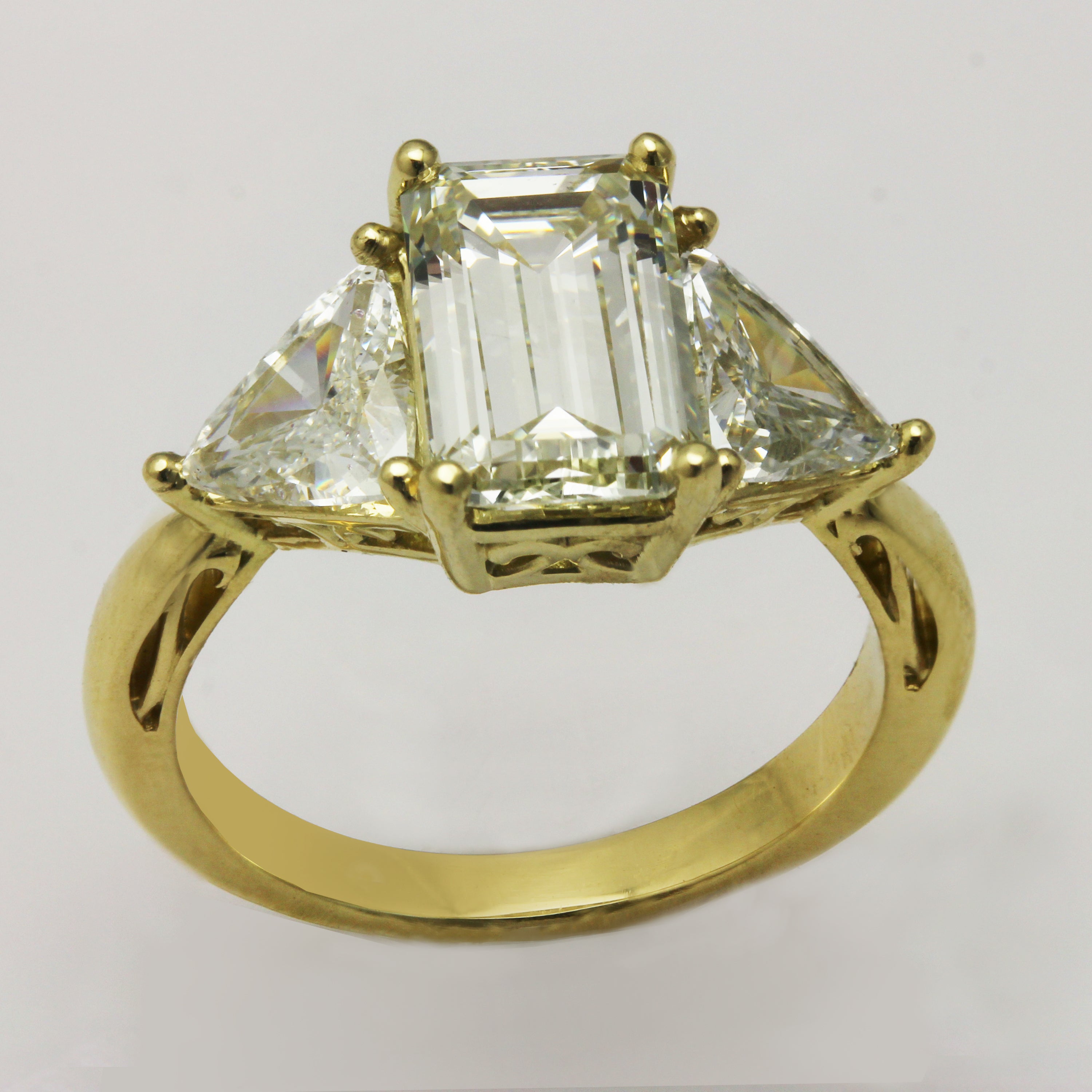Emerald Cut Engagement Ring with Trillion Accent 3.65 ctw GIA Certified